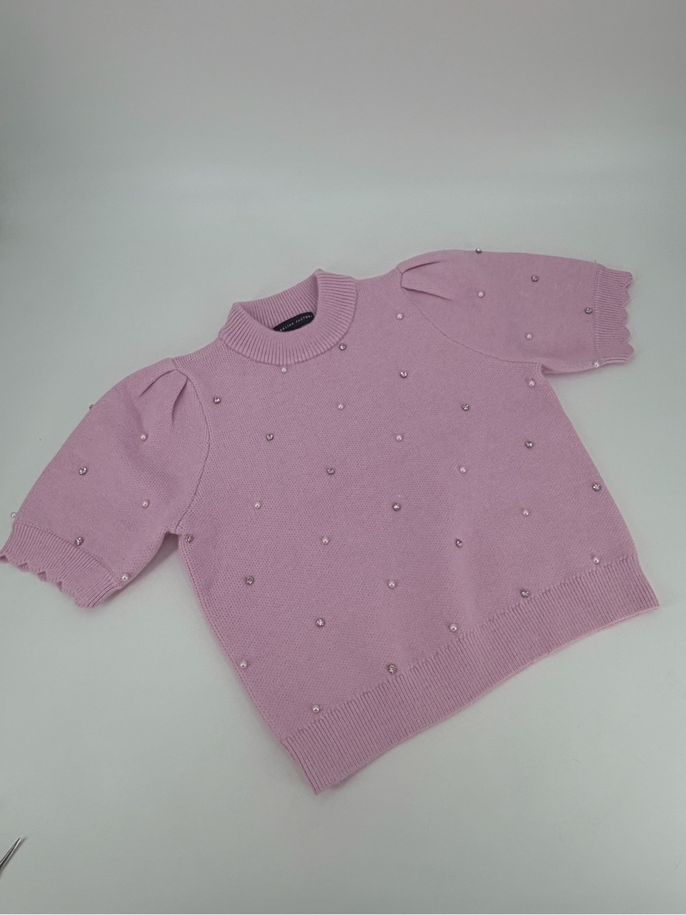 English Factory Embellished Short Sleeve Sweater Large - Picture 2 of 5